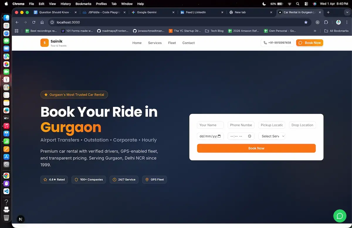 Mobile website preview — TaxiSathi project